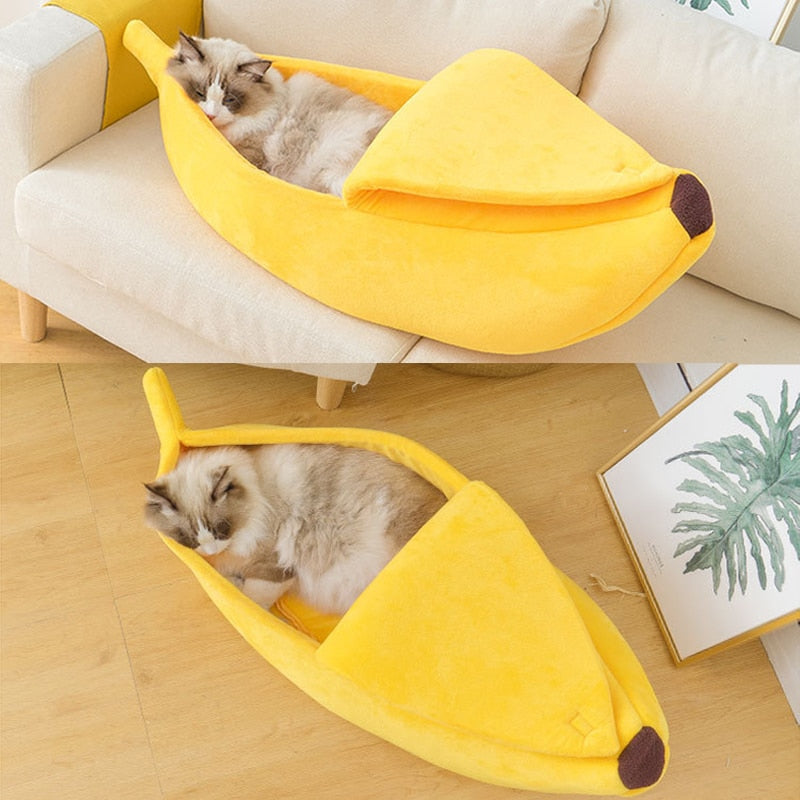 Morsom og myk katteseng - Banana Cat Bed